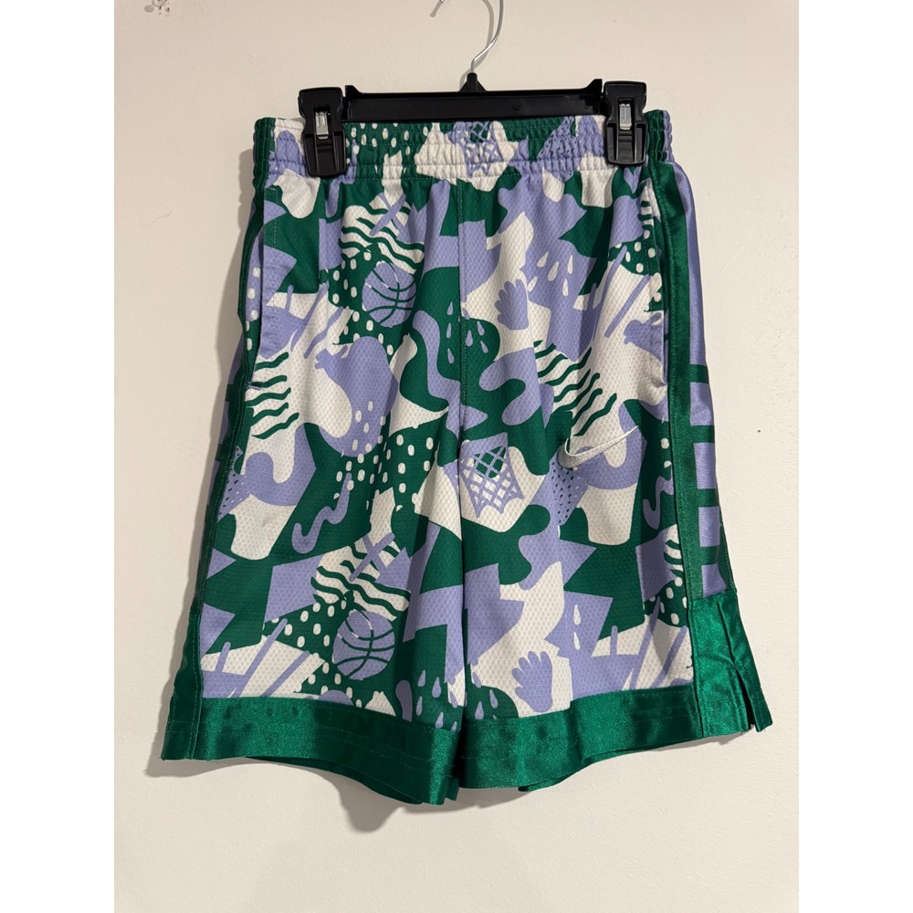 Nike Dri-FIT Basketball Shorts boys Large Green Purple Abstract Print Mesh